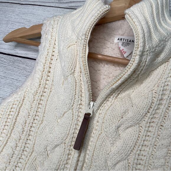 Artisan NY Cable Knit Sherpa Lined Zip Up Vest L (6X) - Picture 2 of 6